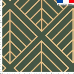 Carré géométrique art déco or - Fond vert kaki
