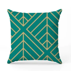Carré géométrique art déco or - Fond turquoise