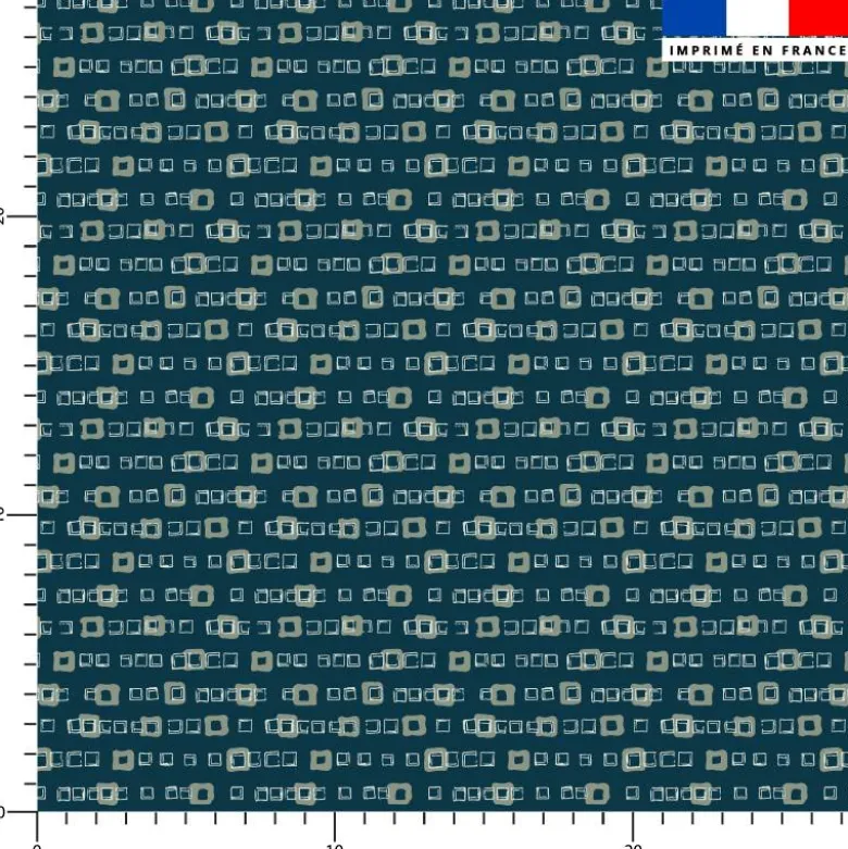 Carrés vert sauge - Fond bleu - Création Lucie OBATON
