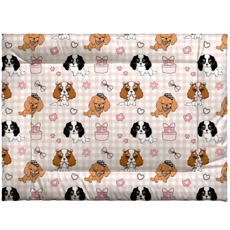 Cavalier king charles vichy - Fond beige rosé- Création Jolifox