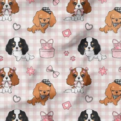Cavalier king charles vichy - Fond beige rosé- Création Jolifox