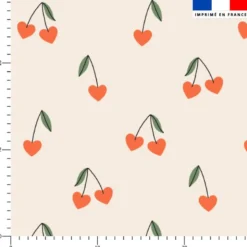 Cerise en forme de coeur orange - Fond beige