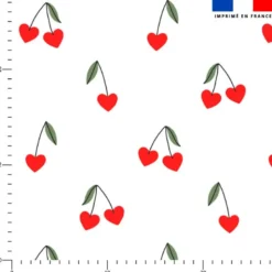 Cerise en forme de coeur rouge - Fond blanc