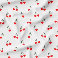 Cerise en forme de coeur rouge - Fond blanc