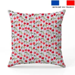 Cerise et fines rayures bleues - Fond blanc