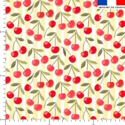 Cerise et fines rayures jaunes - Fond blanc