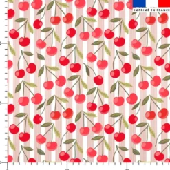 Cerise et fines rayures rouges - Fond blanc
