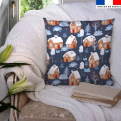 Chalet en bois - Fond bleu pétrole