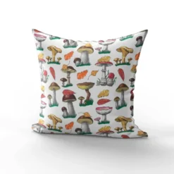Champignons et feuilles d'automne - Fond blanc