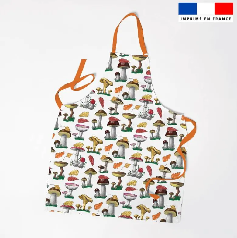 Champignons et feuilles d'automne - Fond blanc