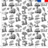 Champignons noirs et feuilles d'automne - Fond blanc