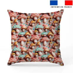 Champignons souriants effet 3D - Fond beige