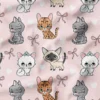 Chats et noeuds roses - Fond rose - Création Jolifox