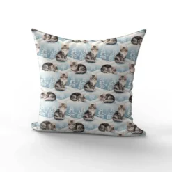Chat tigré dans la neige - Fond bleu