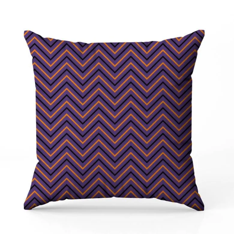Chevrons noirs et oranges - Fond violet