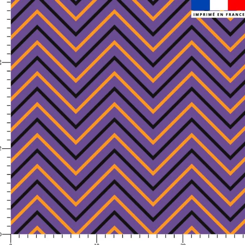 Chevrons noirs et oranges - Fond violet