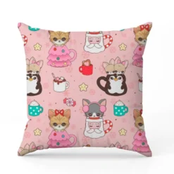 Chien et chat de Noël - Fond rose - Création Jolifox