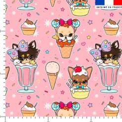 Chien et icecream - Fond rose - Création Jolifox