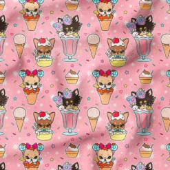 Chien et icecream - Fond rose - Création Jolifox