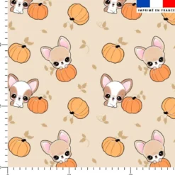 Chiens citrouille - Fond beige - Création Jolifox