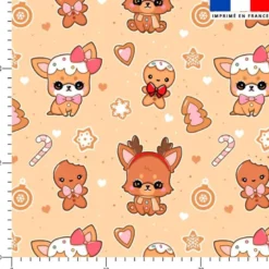 Chiens de Noël - Fond beige - Création Jolifox
