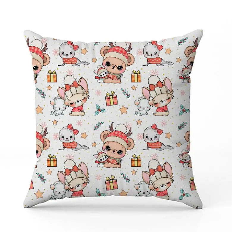 Chiens de Noël kawaii - Fond écru - Création Jolifox