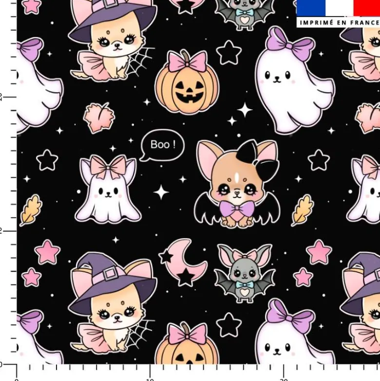 Chiens d'Halloween - Fond noir - Création Jolifox