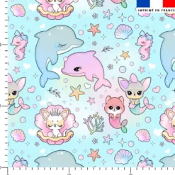 Chiens sous l'océan - Fond bleu clair - Création Jolifox