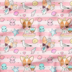 Chiens summer vibes - Fond rose - Création Jolifox