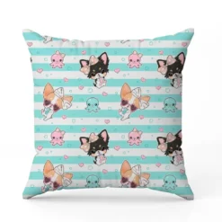 Chiens été rayé bleu - Fond blanc - Création Jolifox
