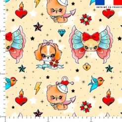 Chien tattoo - Fond beige - Création Jolifox