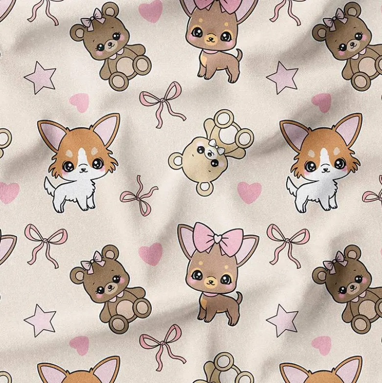 Chihuahua et ours - Fond crème - Création Jolifox
