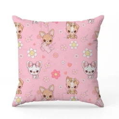 Chihuahua fleurs - Fond rose - Création Jolifox