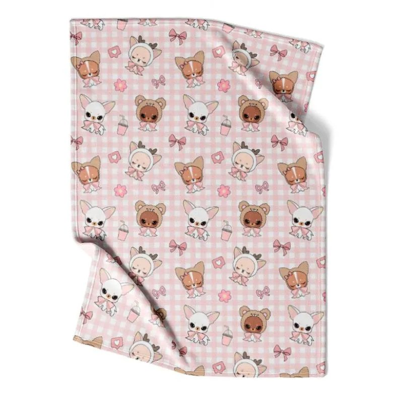 Chihuahuas vichy - Fond rose - Création Jolifox