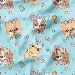 Chiots - Fond bleu - Création Jolifox