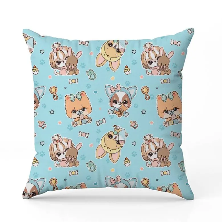 Chiots - Fond bleu - Création Jolifox