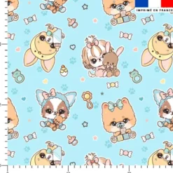 Chiots - Fond bleu - Création Jolifox