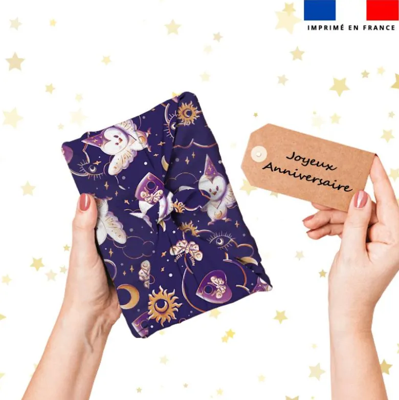 Chouette magicienne - Fond violet foncé - Création Stillistic