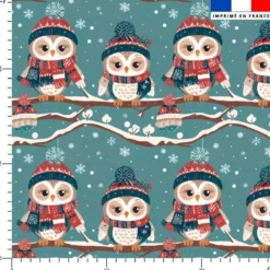 Chouette sous la neige - Fond bleu