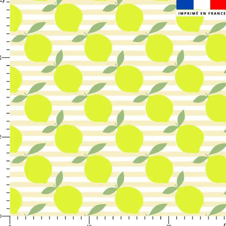 Citron effet fluo et rayure beige - Fond blanc