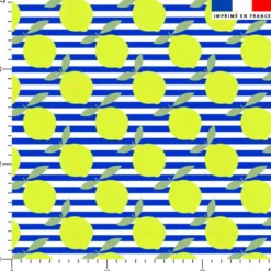 Citron effet fluo et rayure bleue - Fond blanc