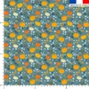 Citrouille et petites fleurs - Fond bleu gris