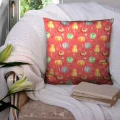 Citrouille et potiron - Fond rose corail