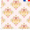 Citrouille ruban et feuilles douceurs d'automne pastel - Fond vichy rose