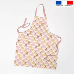 Citrouille ruban et feuilles douceurs d'automne pastel - Fond vichy rose