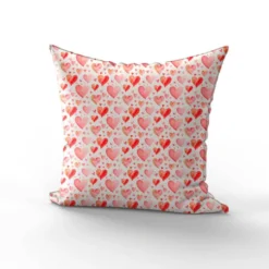 Coeur aquarelle rose et rouge - Fond écru