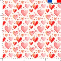 Coeur aquarelle rose et rouge - Fond écru