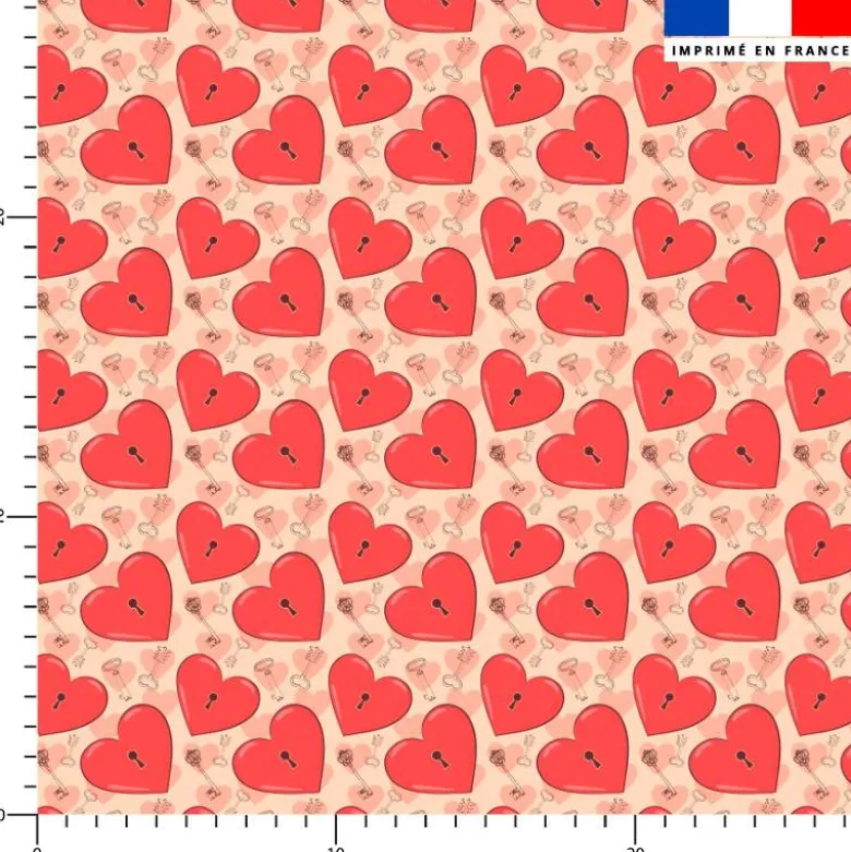 Coeur avec serrure et clé - Fond crème