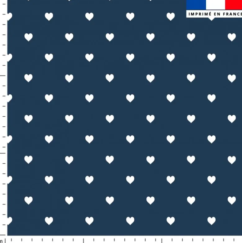Coeur blanc - Fond bleu marine