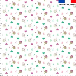 Coeur d'artichaut rose et vert - Fond blanc - Création Lili Bambou Design